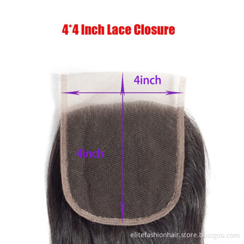 Wholesale 4x4 Lace Closure Human Hair Transparent Lace Closure Pre Plucked with Baby Hair Straight 4x4 Lace Closure Human Hair